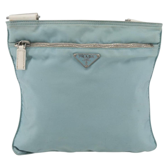 PRADA Shoulder Bag Nylon Light Blue Silver Auth 153313