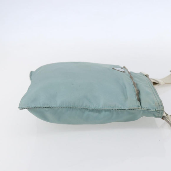 PRADA Shoulder Bag Nylon Light Blue Silver Auth 153313