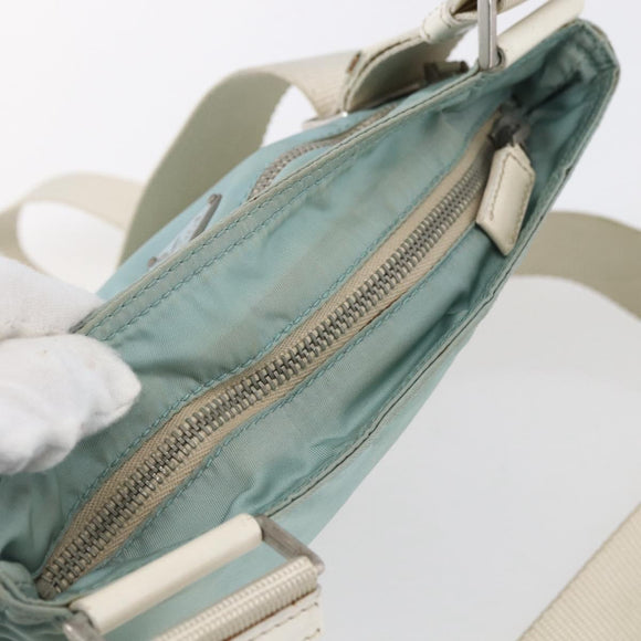 PRADA Shoulder Bag Nylon Light Blue Silver Auth 153313