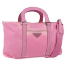 PRADA Hand Bag Nylon 2way Pink Silver Auth 153314-1
