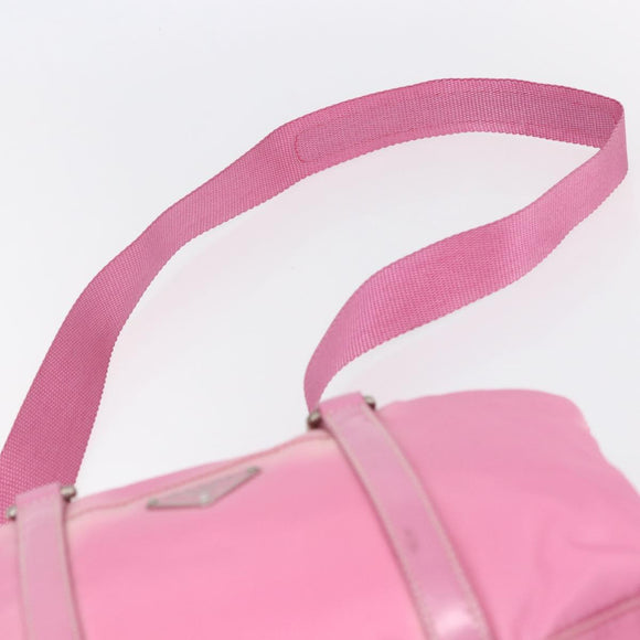 PRADA Hand Bag Nylon 2way Pink Silver Auth 153314