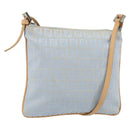 FENDI Zucchino Canvas Shoulder Bag Light Blue Silver Auth 153315-1