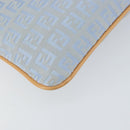 FENDI Zucchino Canvas Shoulder Bag Light Blue Silver Auth 153315-13
