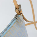 FENDI Zucchino Canvas Shoulder Bag Light Blue Silver Auth 153315-14