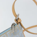 FENDI Zucchino Canvas Shoulder Bag Light Blue Silver Auth 153315-15