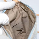 FENDI Zucchino Canvas Shoulder Bag Light Blue Silver Auth 153315-19