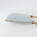FENDI Zucchino Canvas Shoulder Bag Light Blue Silver Auth 153315-4