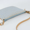 FENDI Zucchino Canvas Shoulder Bag Light Blue Silver Auth 153315-6