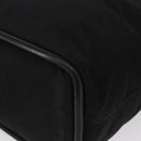 CELINE Circle Hand Bag Nylon Leather Black Gold Auth 153316-14