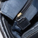 CELINE Circle Hand Bag Nylon Leather Black Gold Auth 153316-20