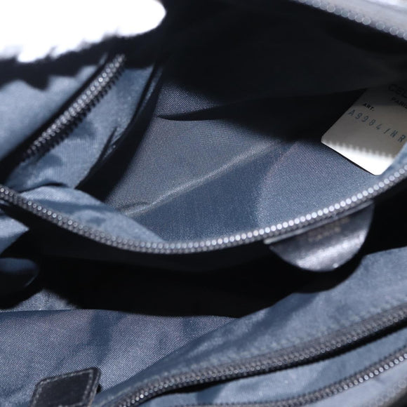 CELINE Circle Hand Bag Nylon Leather Black Gold Auth 153316