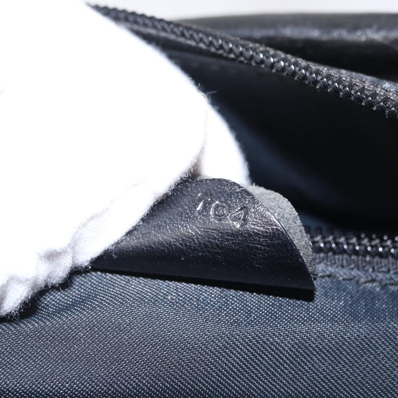 CELINE Circle Hand Bag Nylon Leather Black Gold Auth 153316