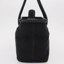 CELINE Circle Hand Bag Nylon Leather Black Gold Auth 153316-4