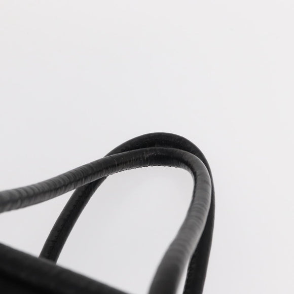 CELINE Circle Hand Bag Nylon Leather Black Gold Auth 153316