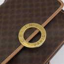 CELINE Macadam Canvas Circle Shoulder Bag PVC Leather Brown Gold Auth 153317-18