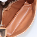 CELINE Macadam Canvas Circle Shoulder Bag PVC Leather Brown Gold Auth 153317-10