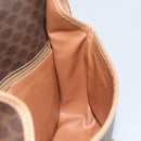 CELINE Macadam Canvas Circle Shoulder Bag PVC Leather Brown Gold Auth 153317-20