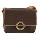 CELINE Macadam Canvas Circle Shoulder Bag PVC Leather Brown Gold Auth 153317-13