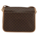 CELINE Macadam Canvas Circle Shoulder Bag PVC Leather Brown Gold Auth 153317-2