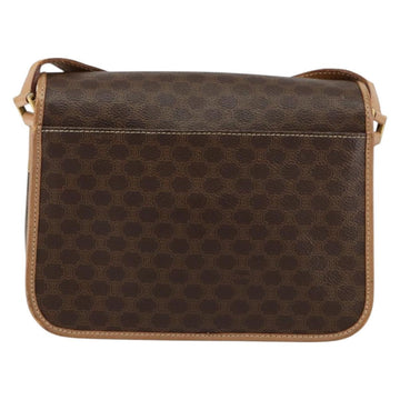 CELINE Macadam Canvas Circle Shoulder Bag PVC Leather Brown Gold Auth 153317 - 0