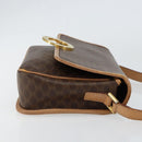 CELINE Macadam Canvas Circle Shoulder Bag PVC Leather Brown Gold Auth 153317-3