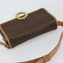 CELINE Macadam Canvas Circle Shoulder Bag PVC Leather Brown Gold Auth 153317-6