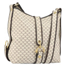 CELINE Macadam Canvas Shoulder Bag PVC Leather White Gold Auth 153319-1