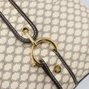 CELINE Macadam Canvas Shoulder Bag PVC Leather White Gold Auth 153319-17