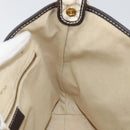 CELINE Macadam Canvas Shoulder Bag PVC Leather White Gold Auth 153319-19