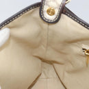 CELINE Macadam Canvas Shoulder Bag PVC Leather White Gold Auth 153319-20