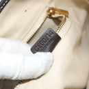 CELINE Macadam Canvas Shoulder Bag PVC Leather White Gold Auth 153319-12