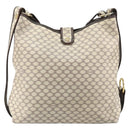 CELINE Macadam Canvas Shoulder Bag PVC Leather White Gold Auth 153319-2