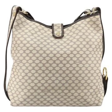 CELINE Macadam Canvas Shoulder Bag PVC Leather White Gold Auth 153319 - 0