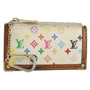 LOUIS VUITTON Multicolor Pochette Cles Coin Purse White M92655 LV Auth 153320-1