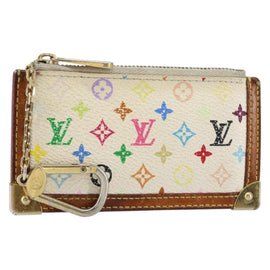 LOUIS VUITTON Multicolor Pochette Cles Coin Purse White M92655 LV Auth 153320