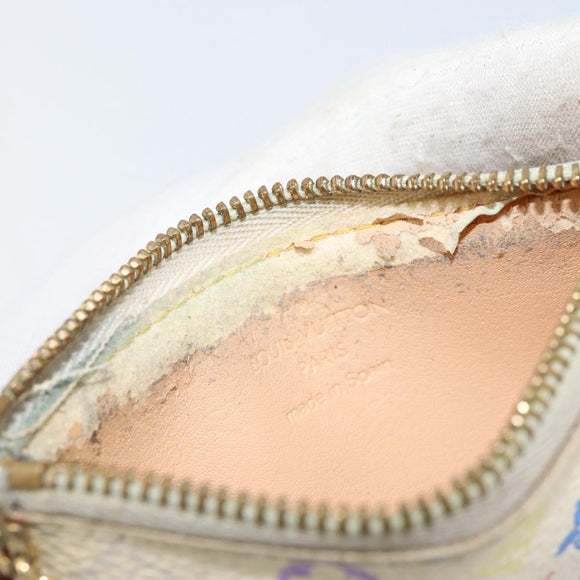 LOUIS VUITTON Multicolor Pochette Cles Coin Purse White M92655 LV Auth 153320