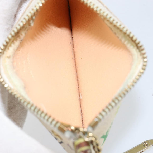 LOUIS VUITTON Multicolor Pochette Cles Coin Purse White M92655 LV Auth 153320