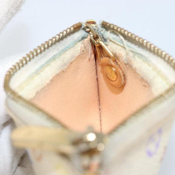 LOUIS VUITTON Multicolor Pochette Cles Coin Purse White M92655 LV Auth 153320