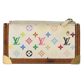 LOUIS VUITTON Multicolor Pochette Cles Coin Purse White M92655 LV Auth 153320 - 0