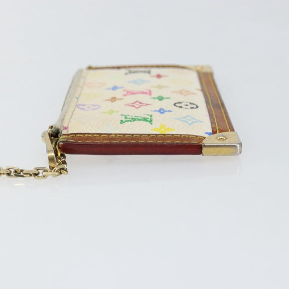 LOUIS VUITTON Multicolor Pochette Cles Coin Purse White M92655 LV Auth 153320