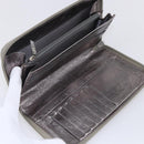 CHANEL Long Wallet Leather Silver CC Auth 153323-9