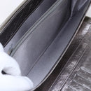 CHANEL Long Wallet Leather Silver CC Auth 153323-19