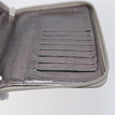 CHANEL Long Wallet Leather Silver CC Auth 153323-20