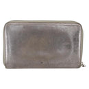 CHANEL Long Wallet Leather Silver CC Auth 153323-2