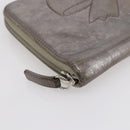 CHANEL Long Wallet Leather Silver CC Auth 153323-14