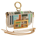 FENDI Zucca Canvas Nano Baguette Pouch Multicolor Auth 153326M-1