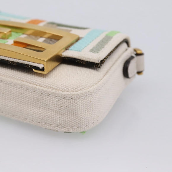 FENDI Zucca Canvas Nano Baguette Pouch Multicolor Auth 153326M