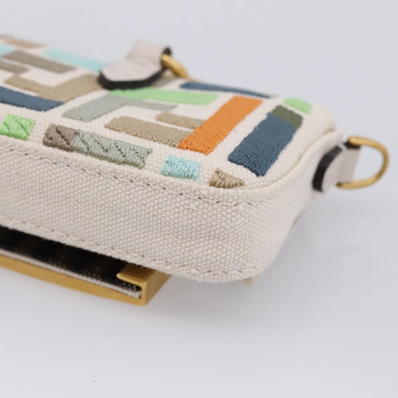 FENDI Zucca Canvas Nano Baguette Pouch Multicolor Auth 153326M