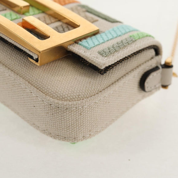 FENDI Zucca Canvas Nano Baguette Pouch Multicolor Auth 153326M