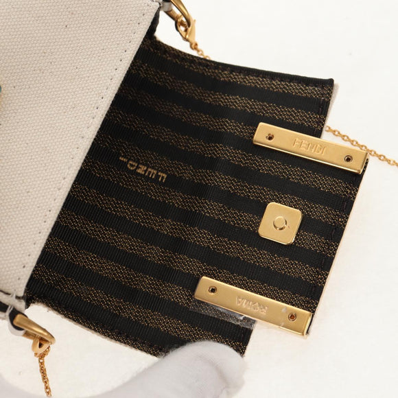FENDI Zucca Canvas Nano Baguette Pouch Multicolor Auth 153326M